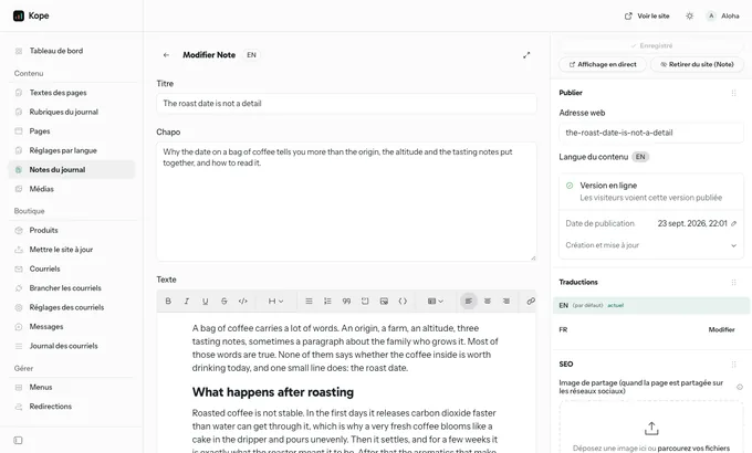 Back office EmDash de Kona